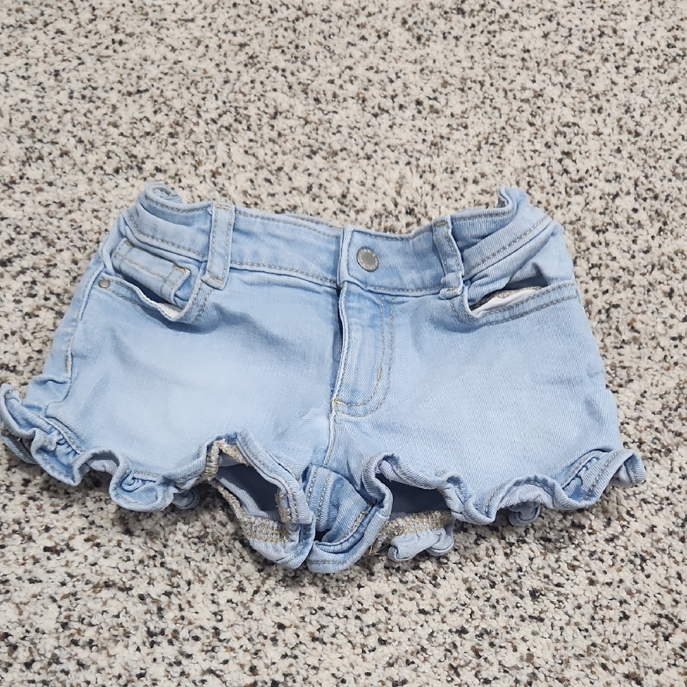 Toddler Girls Light Blue Ruffle Shorts
